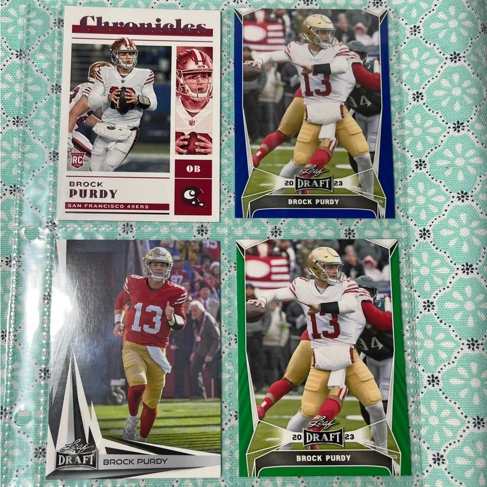 ⭐️🏈 Brock Purdy, NFL Football Sports Trading Cards, Set of 4 (ST4)